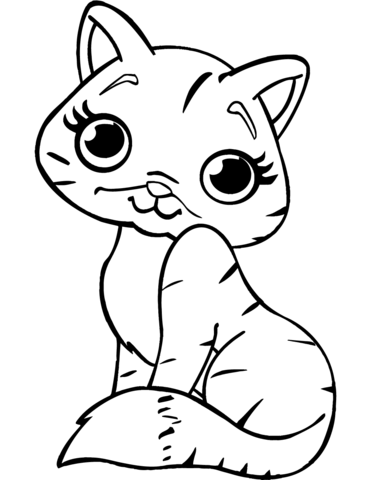 Cute Kitten Coloring Page